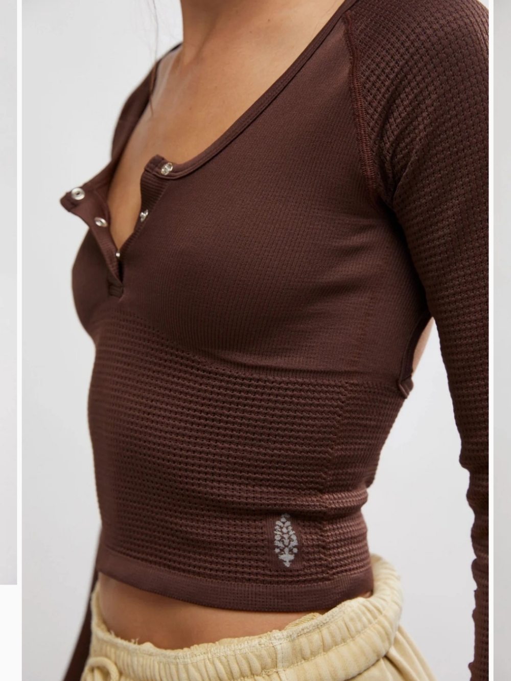 Free People FP Movement Brown Ribbed Knit Bail Out Top - Size M/L - NWT